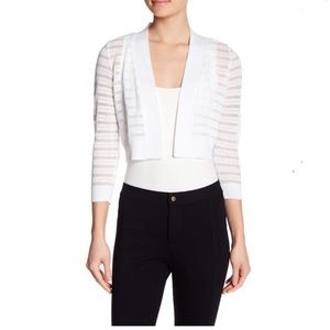 White Shadow Stripe 3/4 Sleeve Shrug